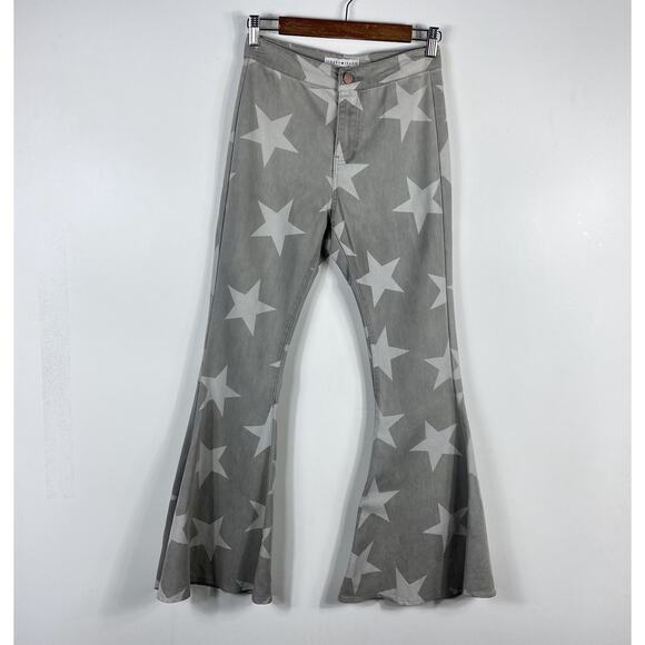 Toast Size Small Stars Print Flare Leg Jeans Gray - Picture 1 of 2
